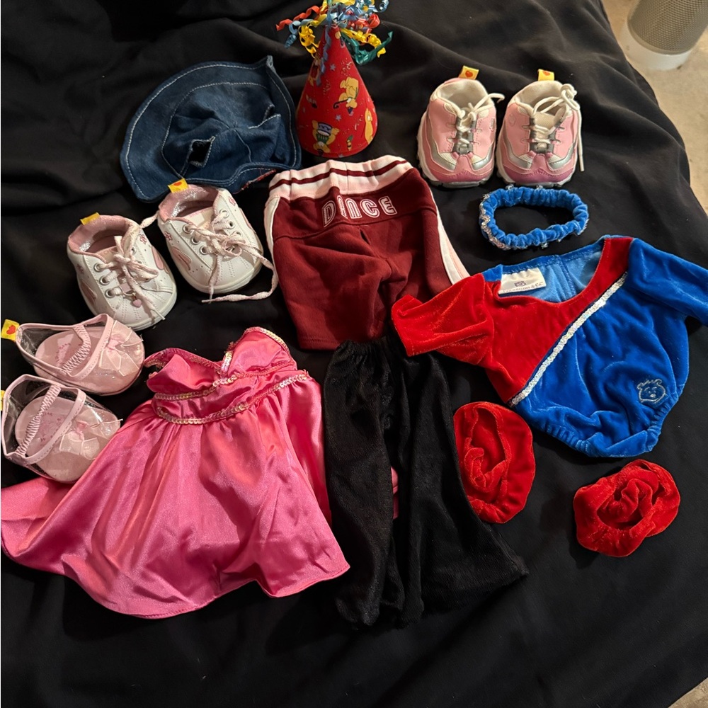 Build-A-Bear Dance Costume Set - Red, Blue, Pink sketchers, and other bear clo